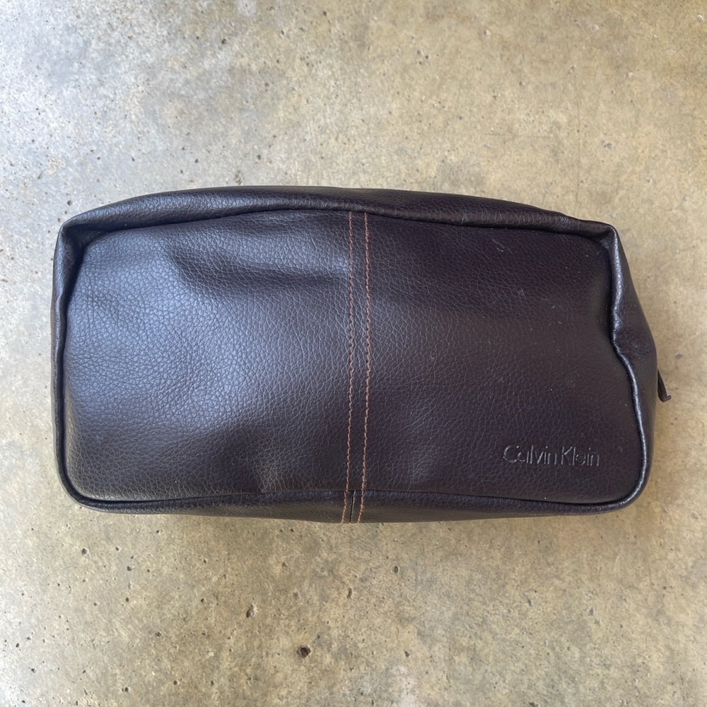 Calvin Klein leather travel cosmetic case